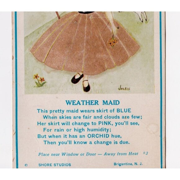 Vintage Fuzzy Skirt WEATHER MAID Humidity Postcard Atlantic City NJ Shore Studio - Picture 3 of 4